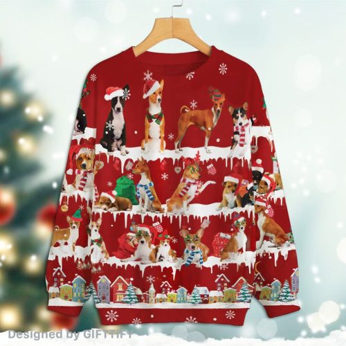 Basenji Snow Christmas Red Sweatshirt