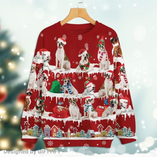 American Bulldog Snow Christmas Premium Sweatshirt