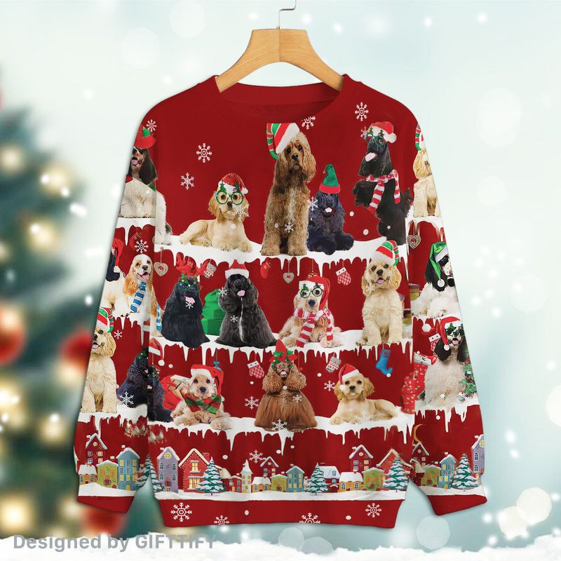 American Cocker Spaniel Snow Christmas Premium Sweatshirt