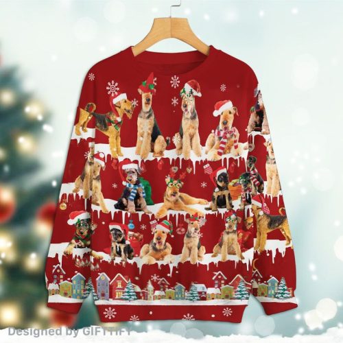 Airedale Terrier Snow Christmas Premium Sweatshirt