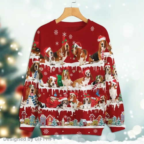 Basset Hound Snow Christmas Premium Sweatshirt