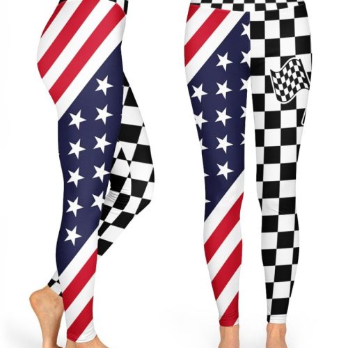 Checkered Flag Racing 3 D Leggings