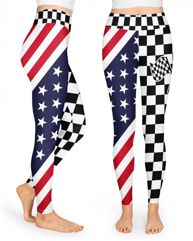 Checkered Flag Racing 3 D Leggings