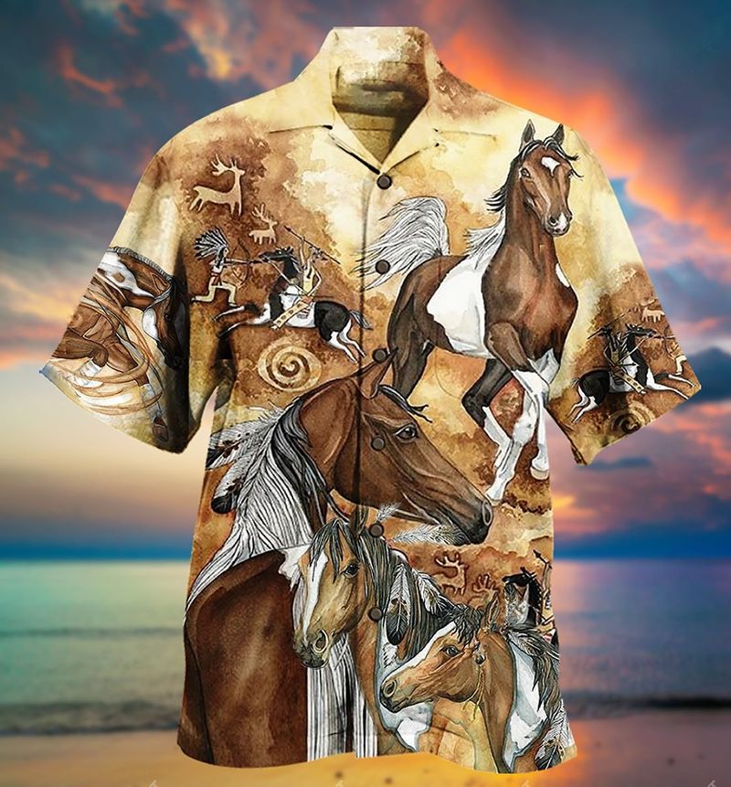 Native American Horse Vintage Hawaiian Shirt