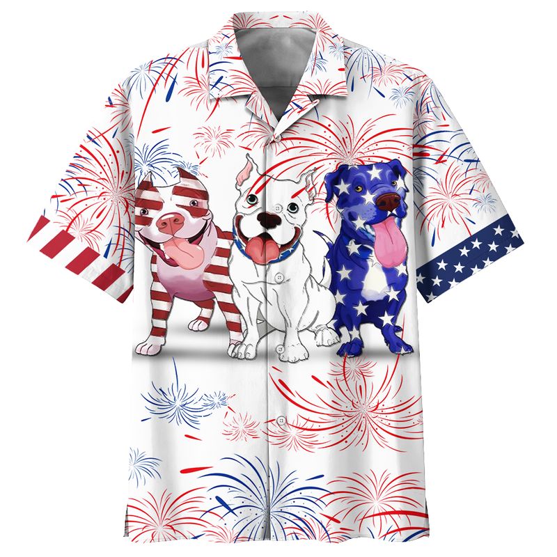 Pitbull Fireworks Independence Day Hawaiian Shirt