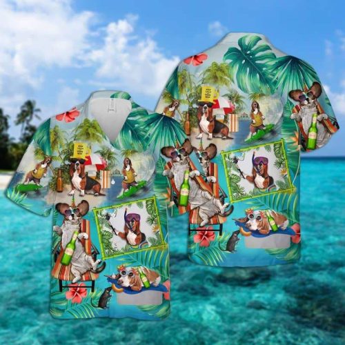 Basset Hound Surfing Hawaiian Shirt