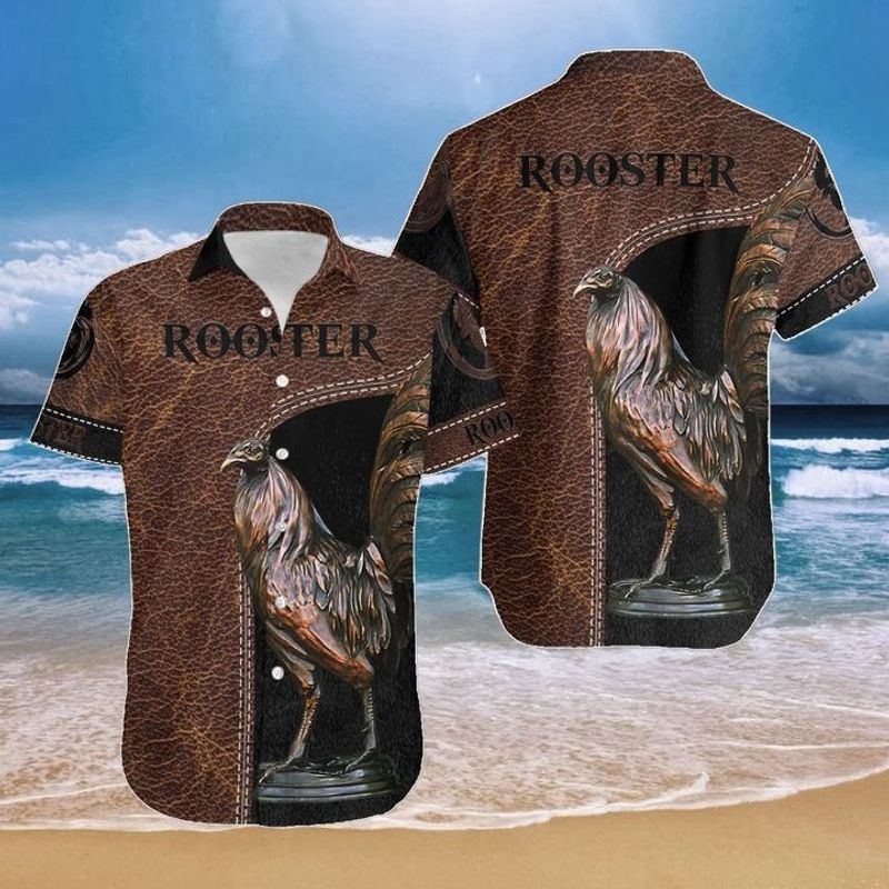 Chicken Rooster As Leather Button Shirt