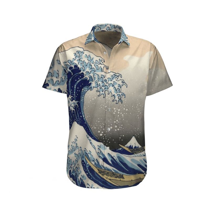 Under The Wave Off Kanagawa Art Button Shirt