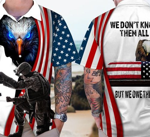 We Dont Know Them But We Owe Them All Jesus Veteran Button Shirt