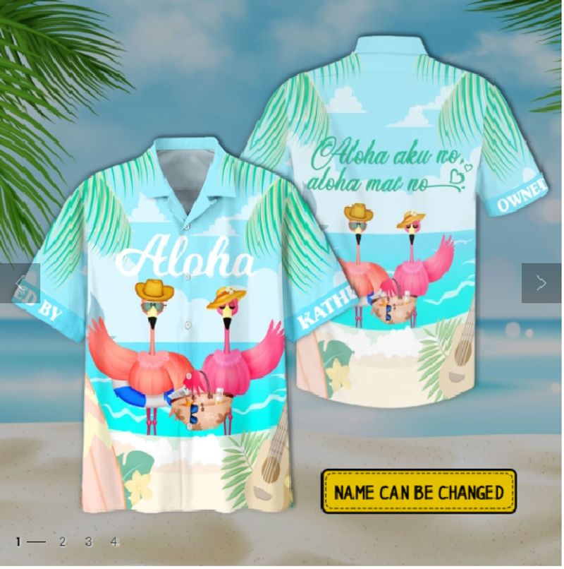 Personalized Flamingo Couple Hawaiian Shirt