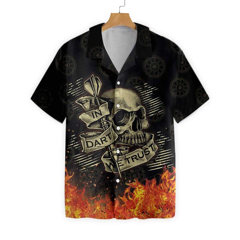 Skull In Dart We Trust Button Hawaiian Shirt