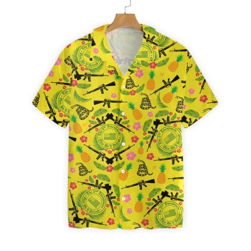 Gun 2nd Amendment Button Hawaiian Shirt