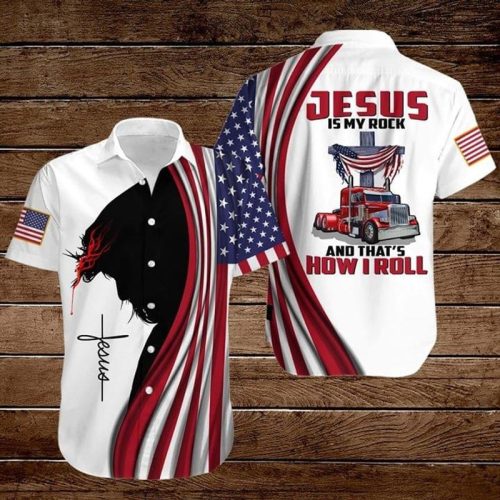 Jesus Is My Rock And Thats How I Roll Trucker 3 D Shirt