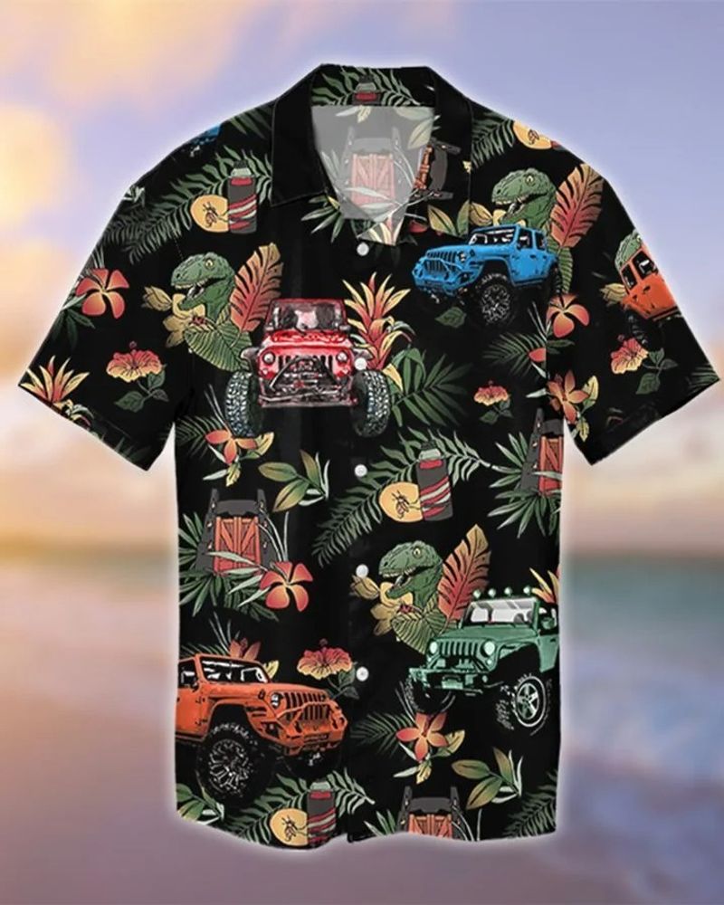 90 S Retro T Rex Hawaiian Shirt