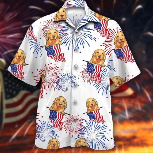 Golden Retriever Independence Day Hawaiian Shirt