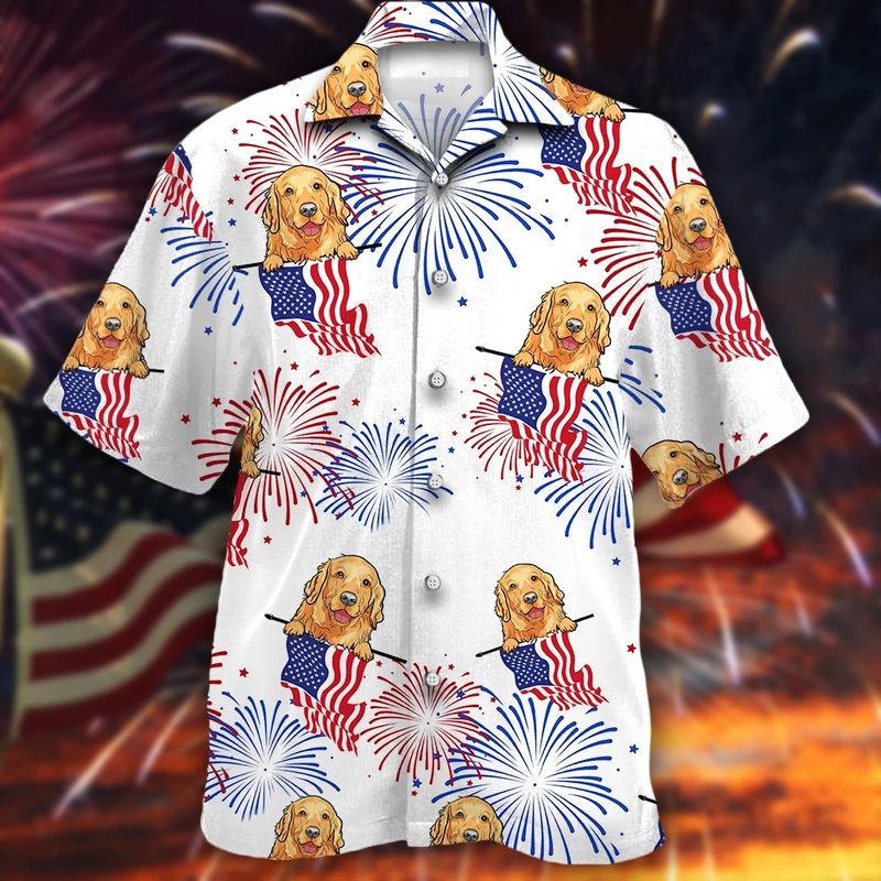 Golden Retriever Independence Day Hawaiian Shirt