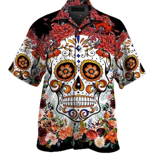 Sugar Skull Pattern Hawaiian Shirt