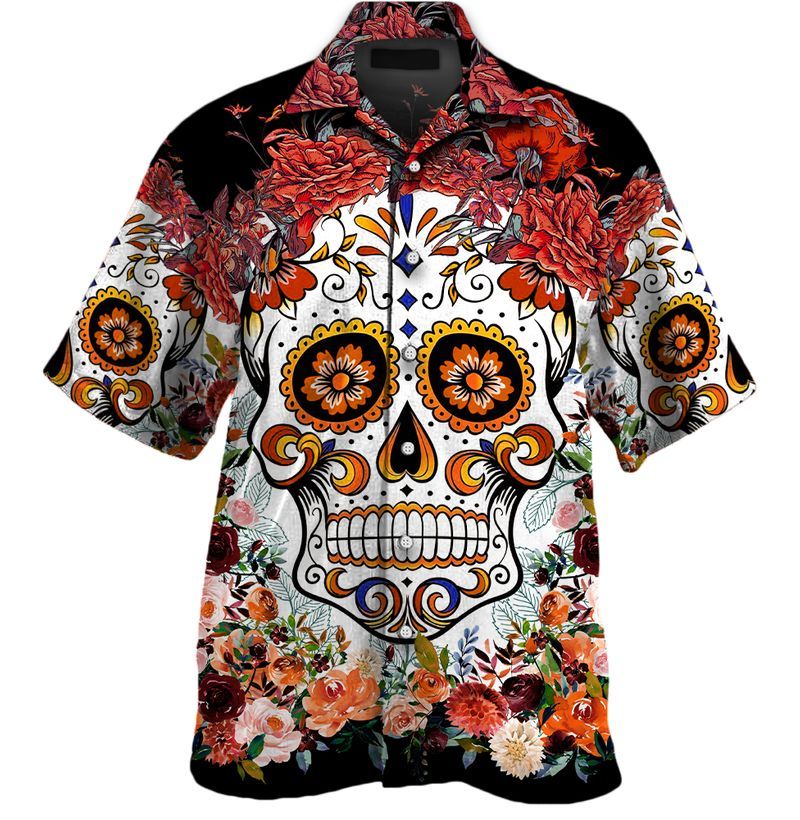 Sugar Skull Pattern Hawaiian Shirt