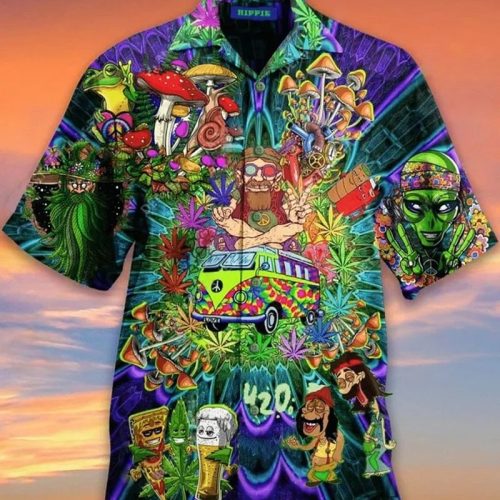420 Weed Hippie Peace Hawaiian Shirt