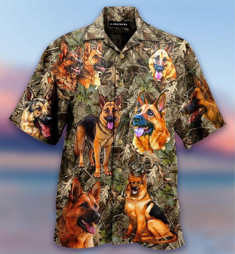 German Shepherd In The Woods Hawaiian Shirt