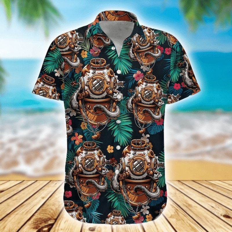 Diving Helmet Tropical Hawaiian Shirt