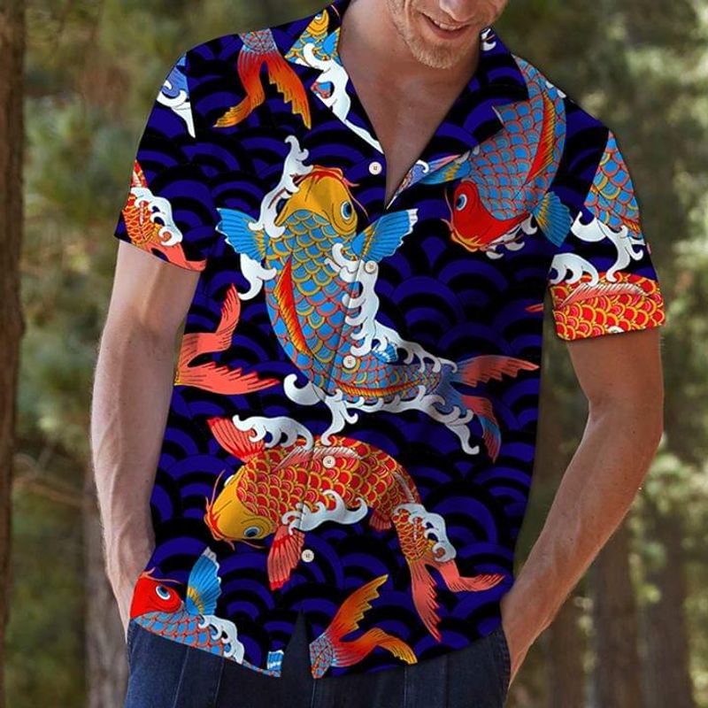 Koi Fish Drawing Hawaiian Shirt