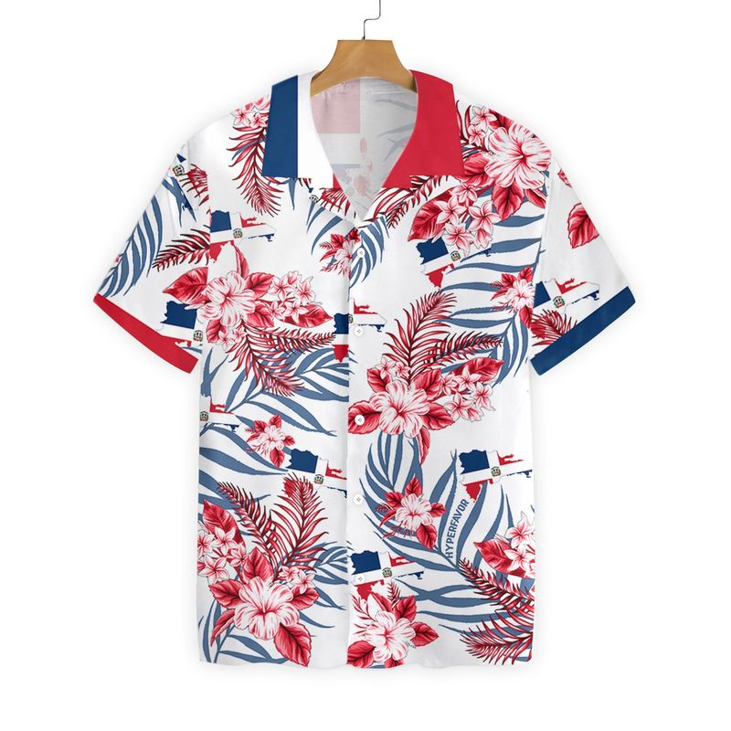 Dominican Proud Button Hawaiian Shirt