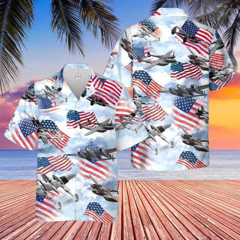 Lockheed P 38 Lightnings Hawaiian Shirt