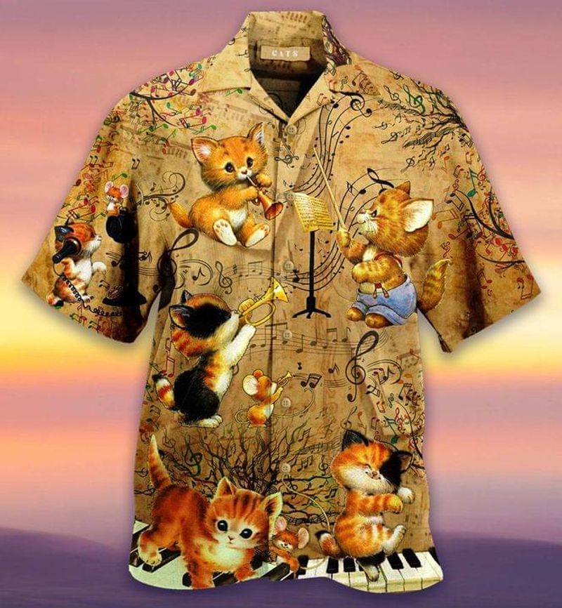 Cats With Music Hawaiian Shirt