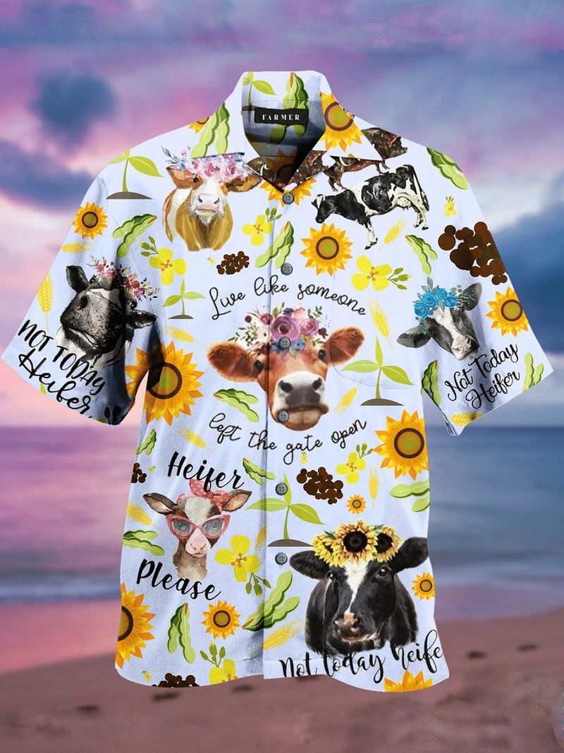 Live Like Someone Left The Gate Open Heifer Hawaiian Shirt