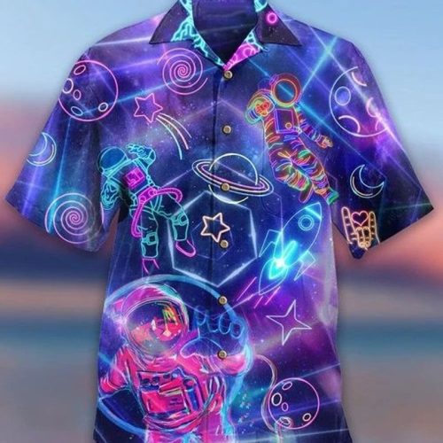 Space Travel Neon Hawaiian Shirt