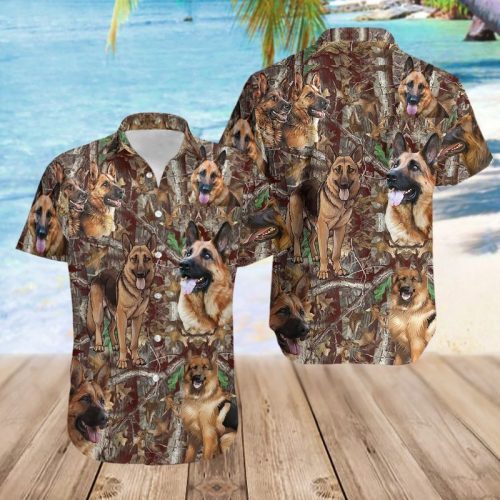 German Shepherd Camo Hawaiian Shirt