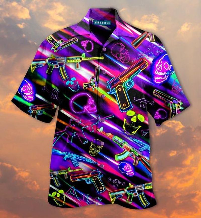 Skull Guns Neon Glow Hawaiian Shirt