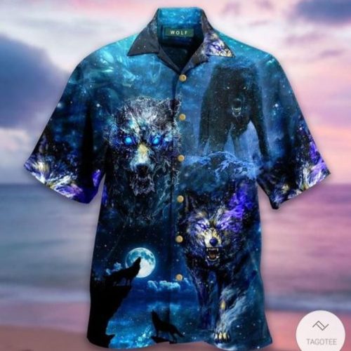 Scary Wolf Art Hawaiian Shirt