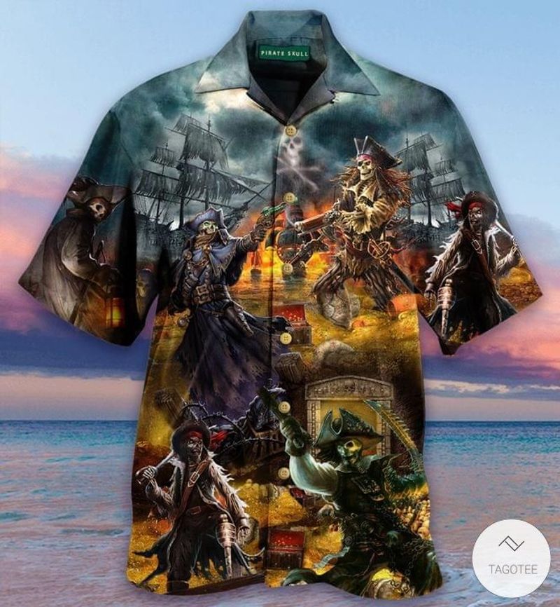 Pirate Skull Treasure Hunting Unisex Hawaiian Shirt