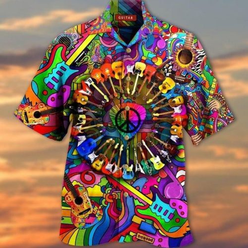 Guitar Hippie Hawaiian Shirt