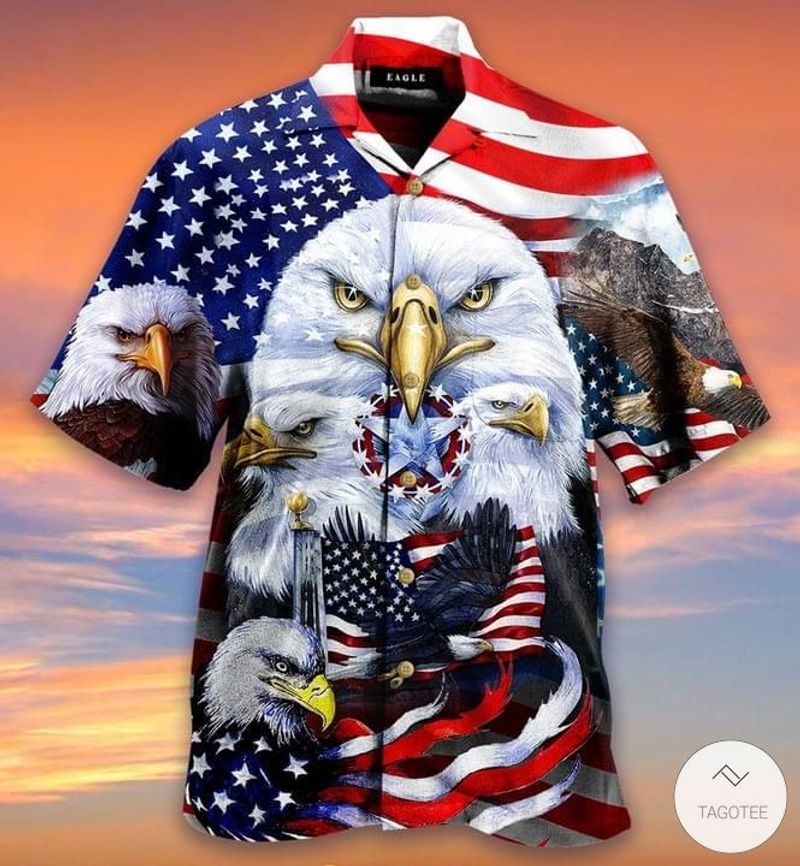 Eagles Patriotism American Sky Short Sleeve Shirt Hawaiian Shirt