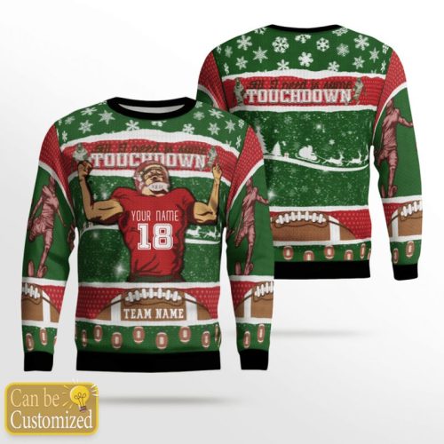 Personalized Retro Football Touchdown Ugly Christmas Sweater