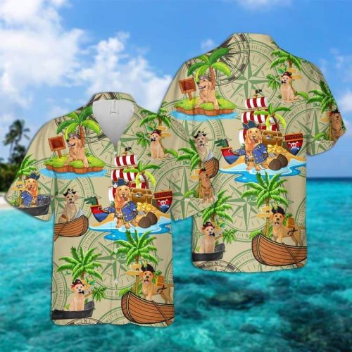 Golden Retriever Pirates Hawaiian Shirt