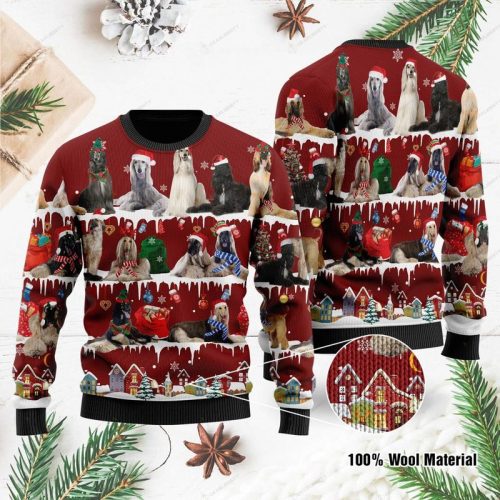 New 2021 Afghan Hound Ugly Christmas Sweater