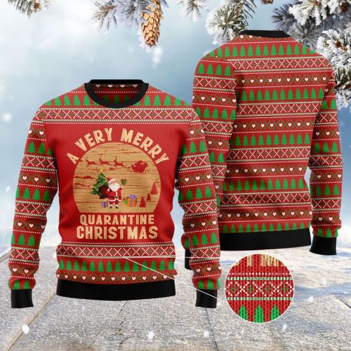 New 2021 A Very Merry Quarantine Christmas Ugly Christmas Sweater