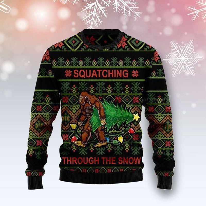 New 2021 Bigfoot Snow Ugly Christmas Sweater