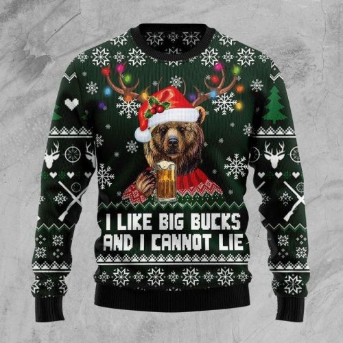 New 2021 Bear Hunting And Beer Ugly Christmas Sweater