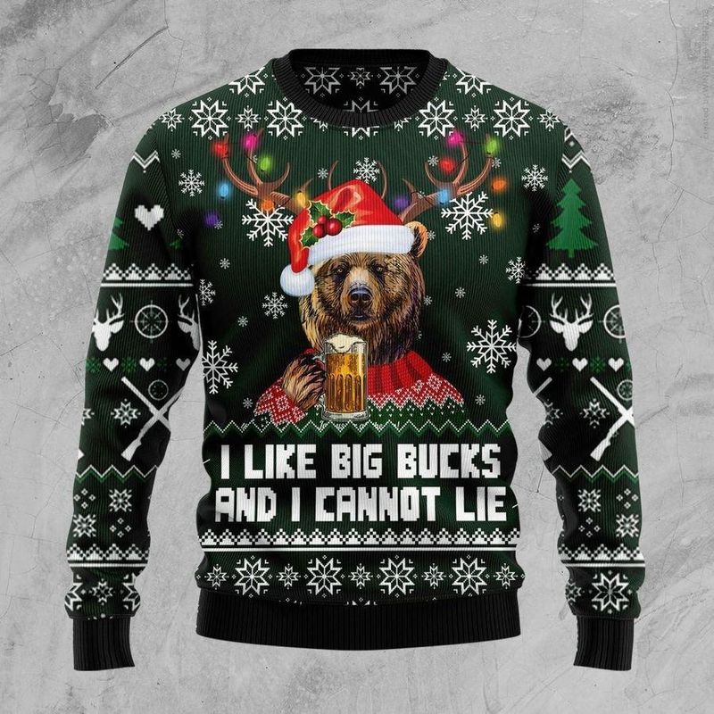 New 2021 Bear Hunting And Beer Ugly Christmas Sweater