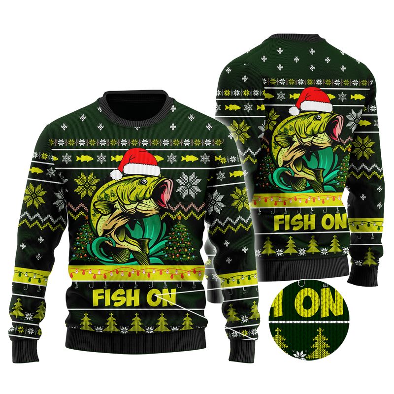 New 2021 Bass Fishing Ugly Christmas Sweater