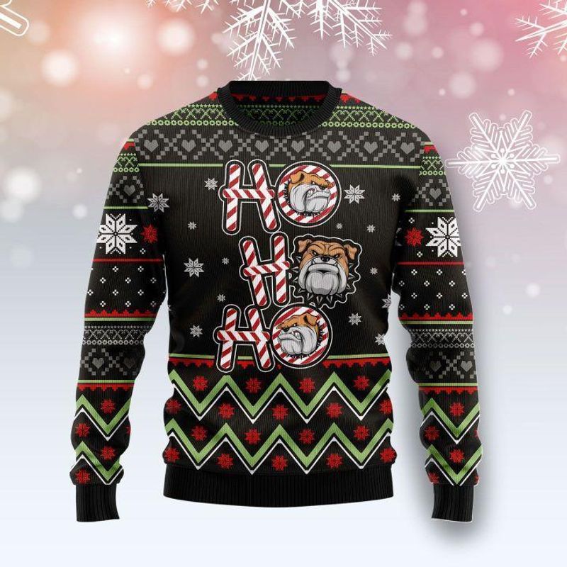 New 2021 Bulldog Ho Ho Ho Ugly Christmas Sweater