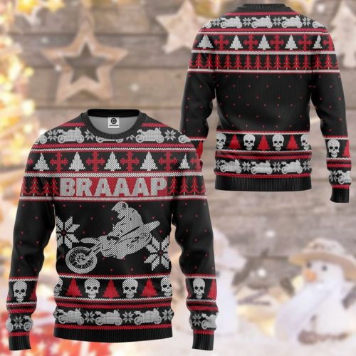 New 2021 Braaap Dirt Bike Ugly Christmas Sweater