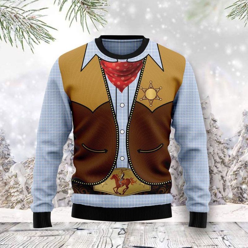 New 2021 Cowboy Costime Ugly Christmas Sweater