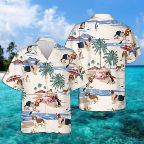 Welsh Springer Spaniel Summer Beach Hawaiian Shirt