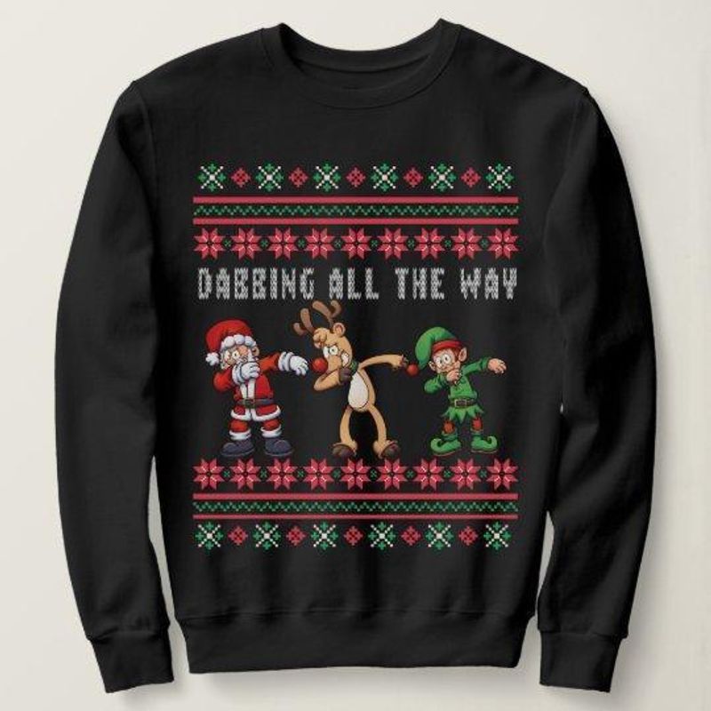 New 2021 Dabbing All The Way Ugly Christmas Sweater